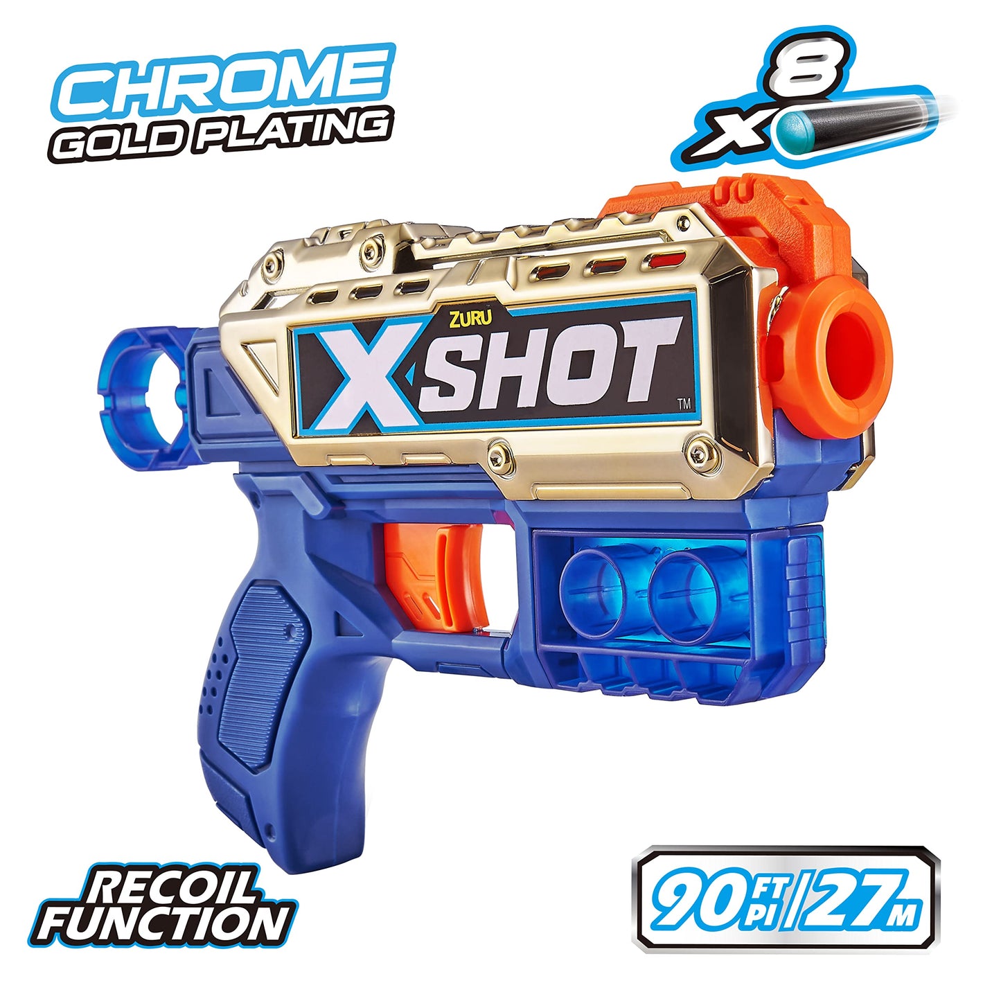 XShot Excel Royale Edition Reflex 6 & Kickback Combo Pack - Golden Foam Dart Blaster with 16 Darts - Fun Shooting Toy for Kids & Teens