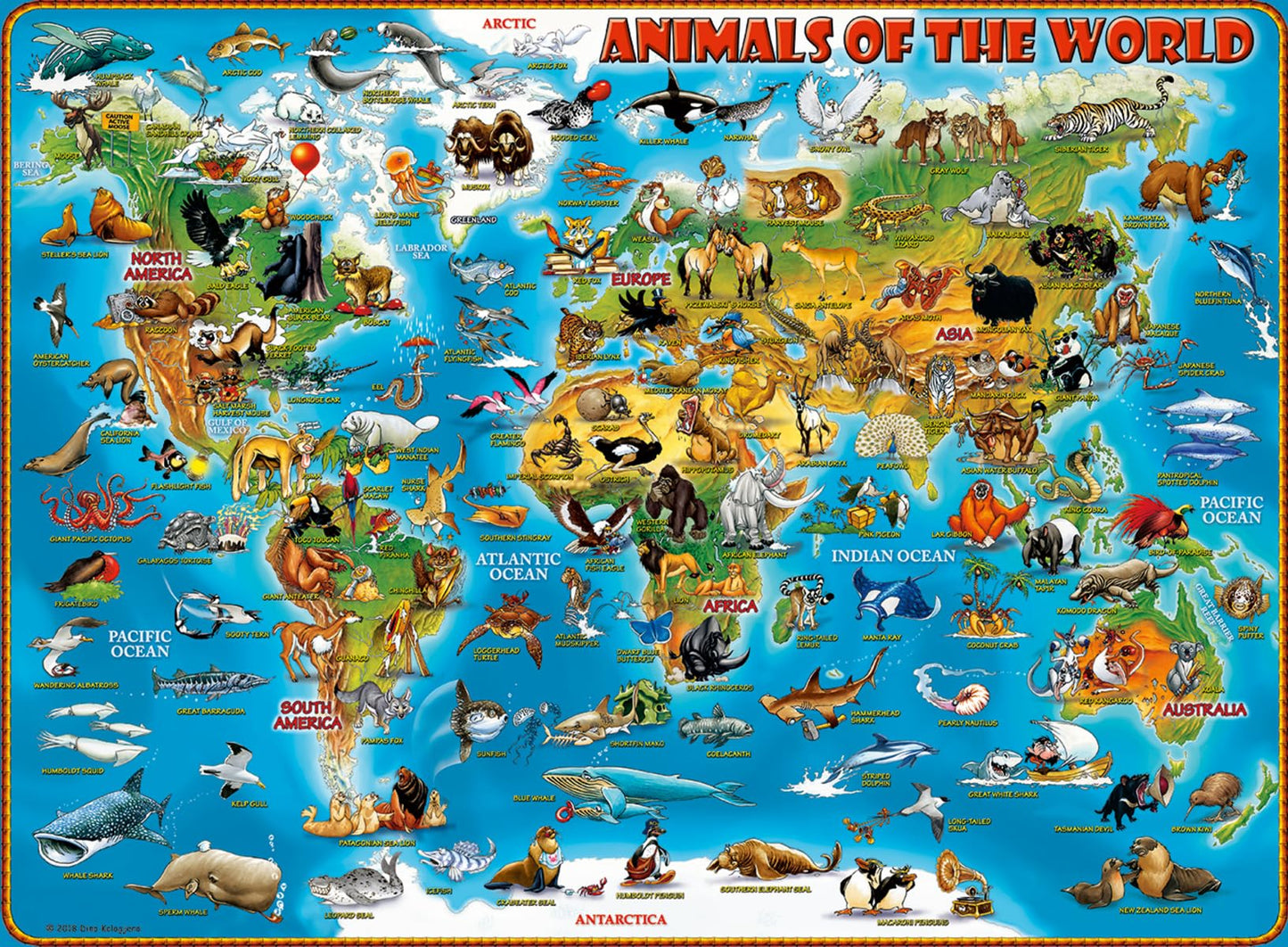 Ravensburger Animals Of The World 300 Piece Xxl Jigsaw Puzzle Forkids - | Unique Piece Design | Anti-Glare Surface | Skill-Building, Fun Activity | Amazon Exclusive