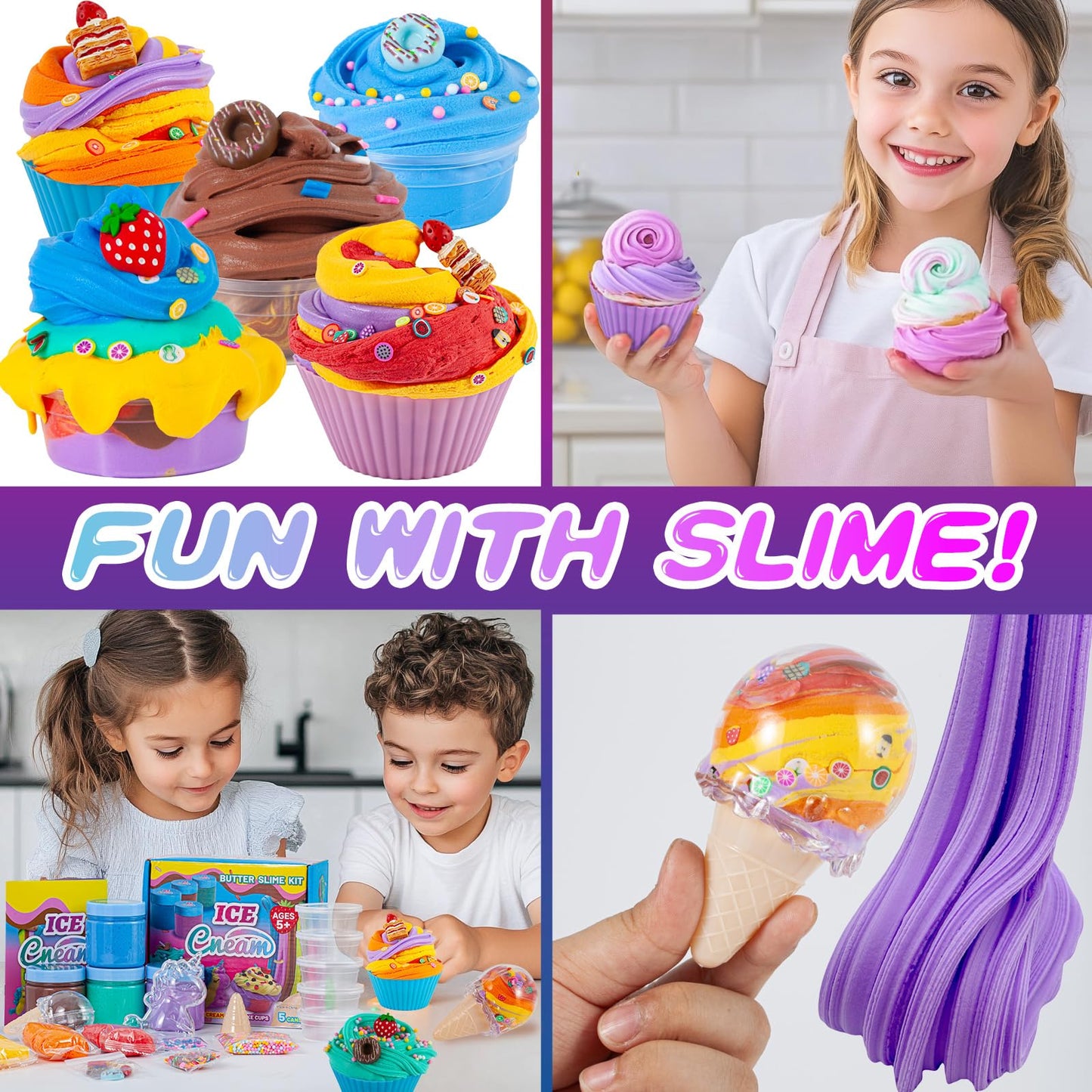 Zdthnsiat Slime Kit, Ice Cream Theme Slime Toy, Party Favors For Girls, Stress Relief Toys, Ideal Gift For Girl Boys 6 7 8 9 10