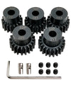 VICRAZZE 32p 5mm Pinion Gear Set 17T 18T 19T 20T 21T with 1/8 inch(3.175mm) Coupler and hex Key for 0.8 Metric Pitch RC Buggy Ca