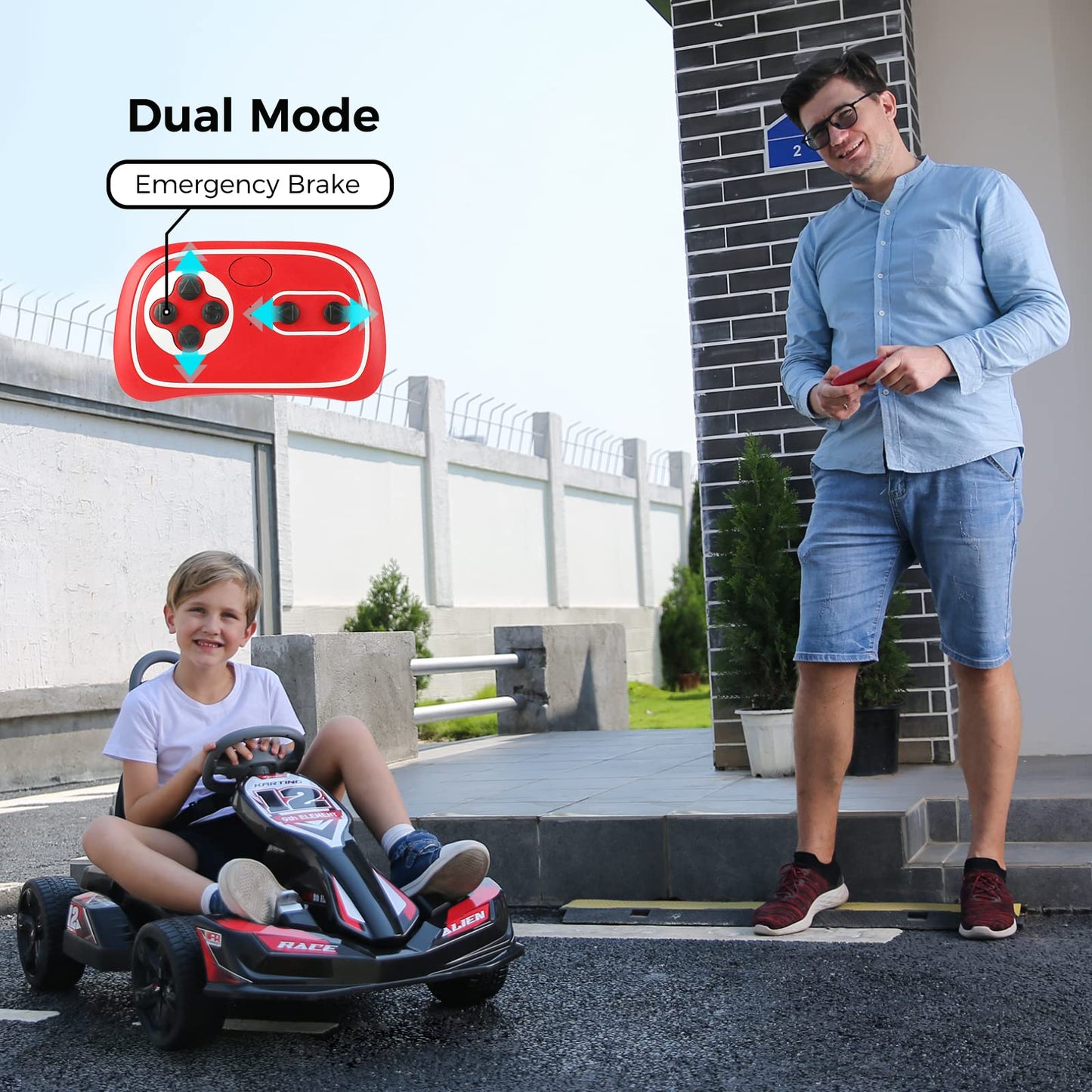 ELEMARA Electric Go Kart for Kids, 12V 2WD Battery Powered Ride On Cars with Parent Remote Control for Boys Girls,Vehicle Toy Gi