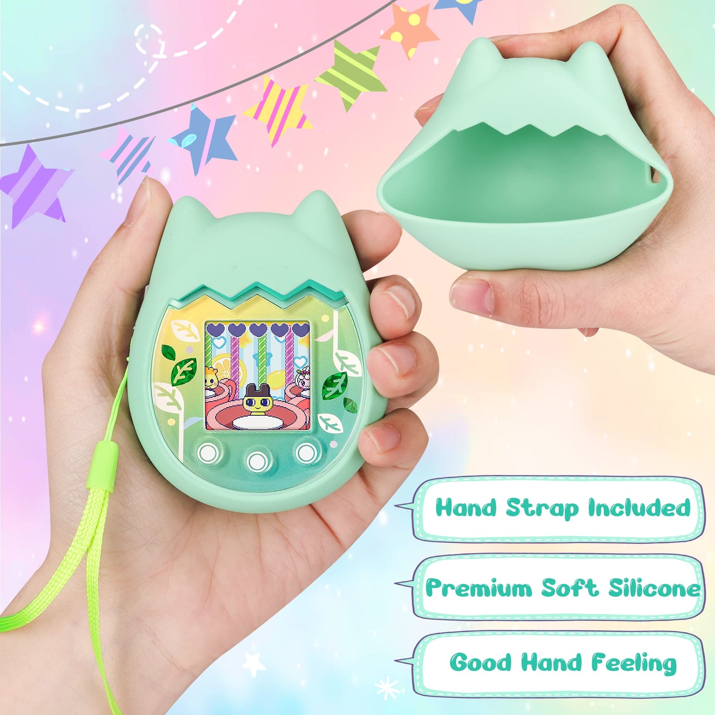 Meetikar Carrying Case And Silicone Cover Compatible With Tamagotchi Pix Virtual Pet Game Machine, (5-In-1) Silicone Cover For T