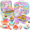 Unicorn Tea Party Set for Little Girls, Unicorn Tea Set Toys for Girls Age 3 4 5 6 Year Old, Toddler Kids Kitchen Pretend Play T