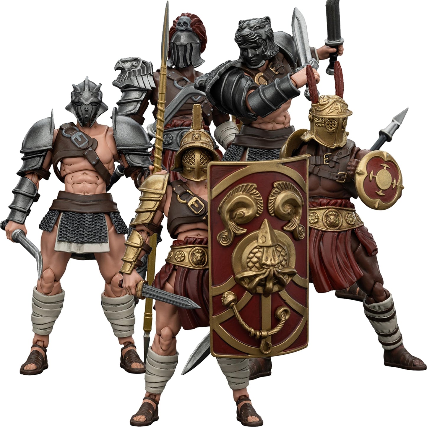 Beerise Joytoy 1/18 Action Figures - Strife Roman Gladiator Murmillo,Griffon Gladiator,Scissor,Giant Scissor,Hoplomachus - 5Pcs/