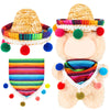 Shyyween 2 Pcs 17cm Doll Mexican Costume Accessories Mini Western Cowboy Mexican Hat with Bandana Scarf Outfit Set Accessories for Birthday Christmas Anniversary Collectors' Gift Doll Not Included
