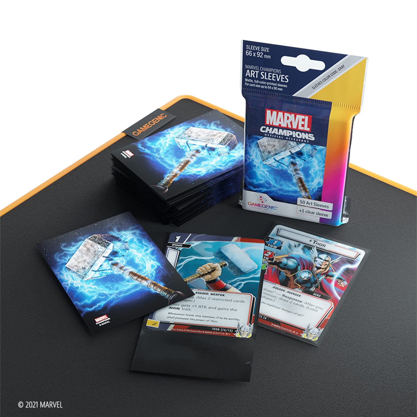 Gamegenic Marvel Champions The Card Game Official Captain America Art Sleeves | Pack Of 50 Art Sleeves And 1 Clear Sleeve | Card