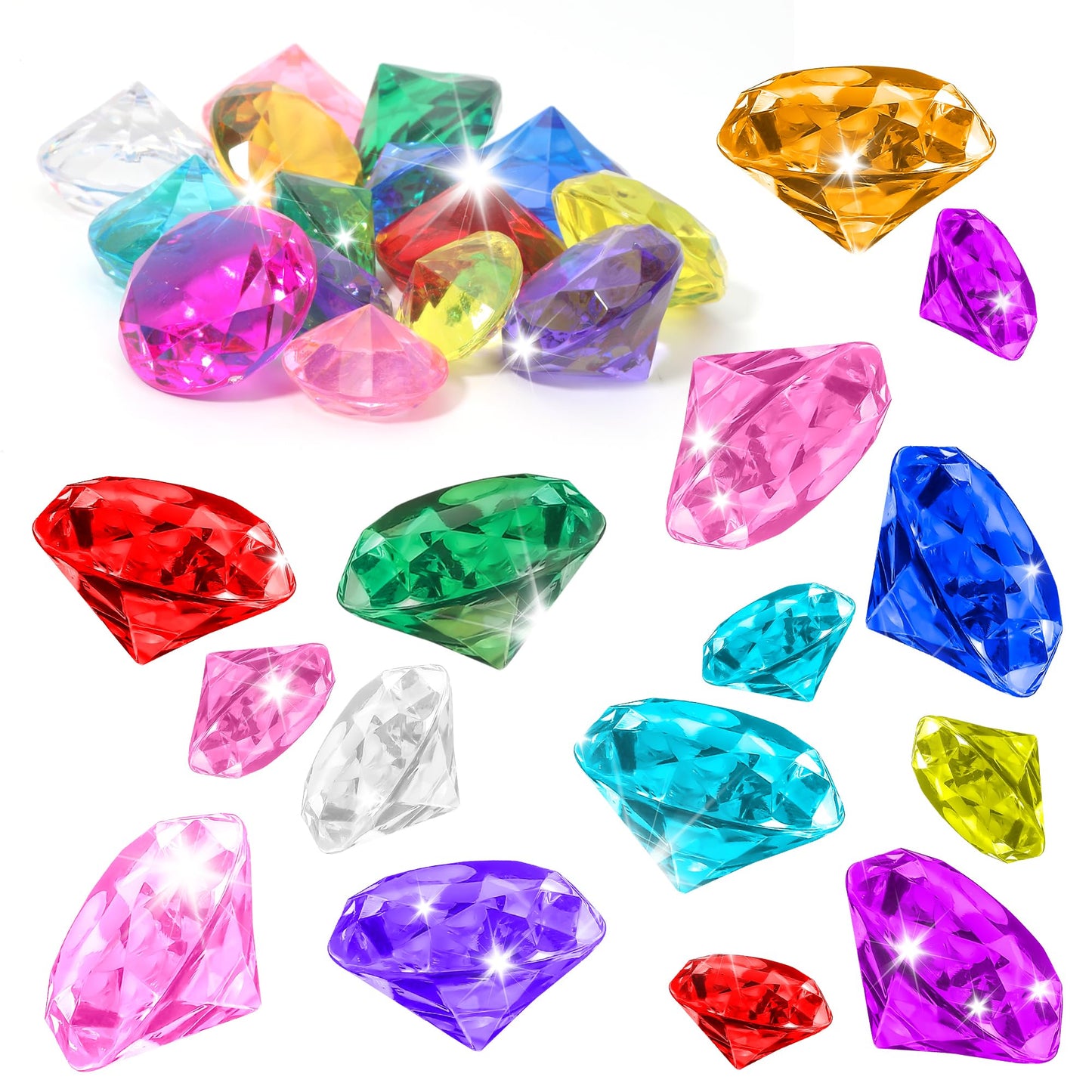 Diving Gems for Pool for Kids, Diving Gem Pool Toys,16 Big Colorful Diamond Pirate Treasure Summer Underwater Gemstone Swimming