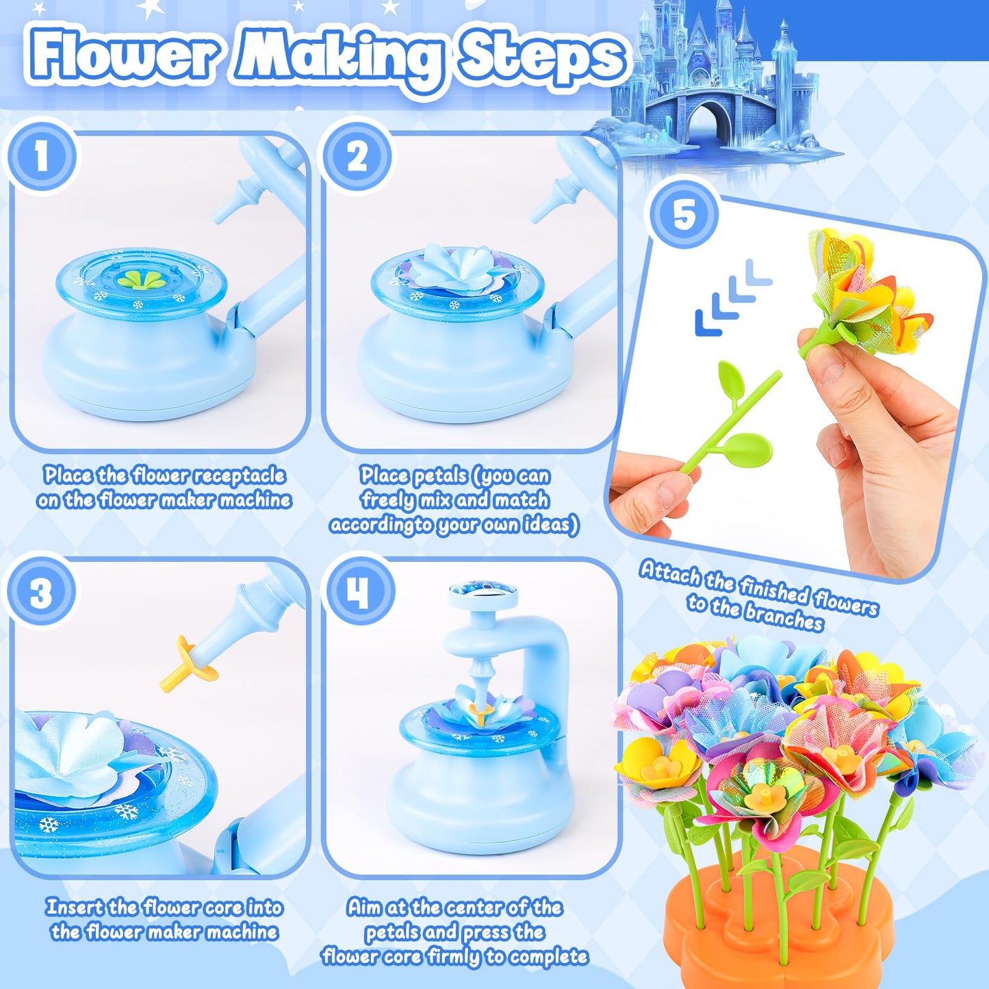 cosone Arts and Crafts Kits for Kids Age 3-12, Fabric Flower Bouquets Toys, DIY Craft Kits Toys for Kids, Ideal Gifts for Presch