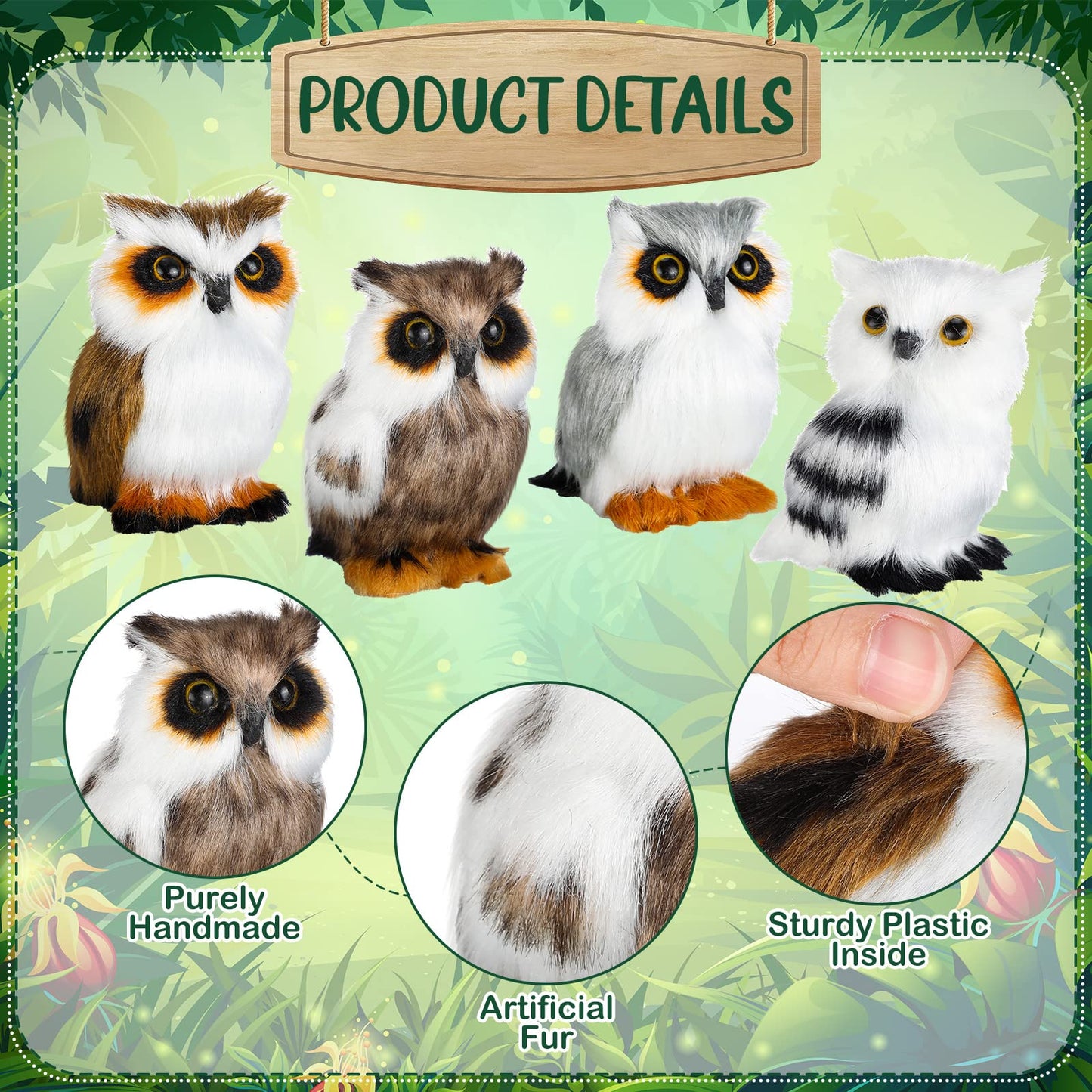 Hydren 8 Pieces Valentines Day Gifts Mini Stuffed Owl Plush Toy 3.2 Inch Soft Owl Stuffed Animal Gray Snowy Owl Plush White Owl