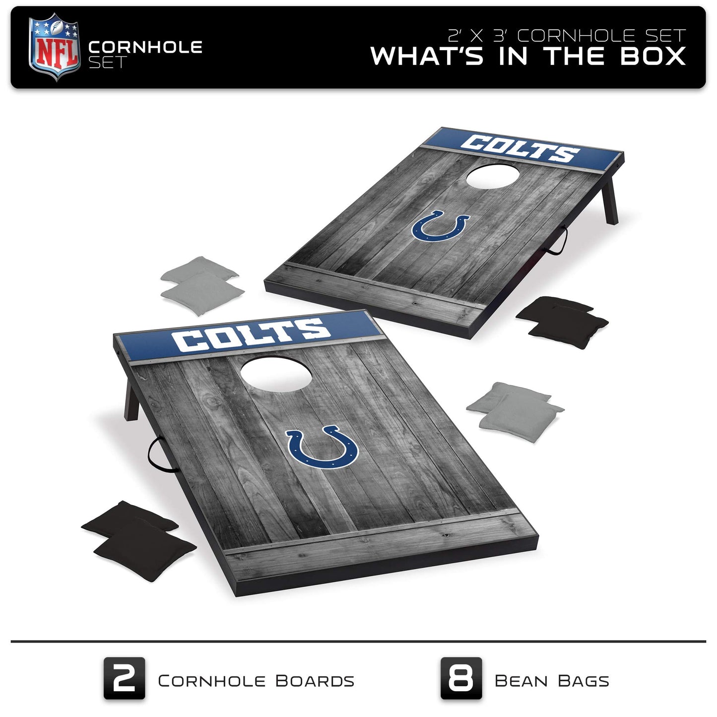 Wild Sports 2'X3' Mdf Wood Nfl Indianapolis Colts Cornhole Set - Grey Wood Design