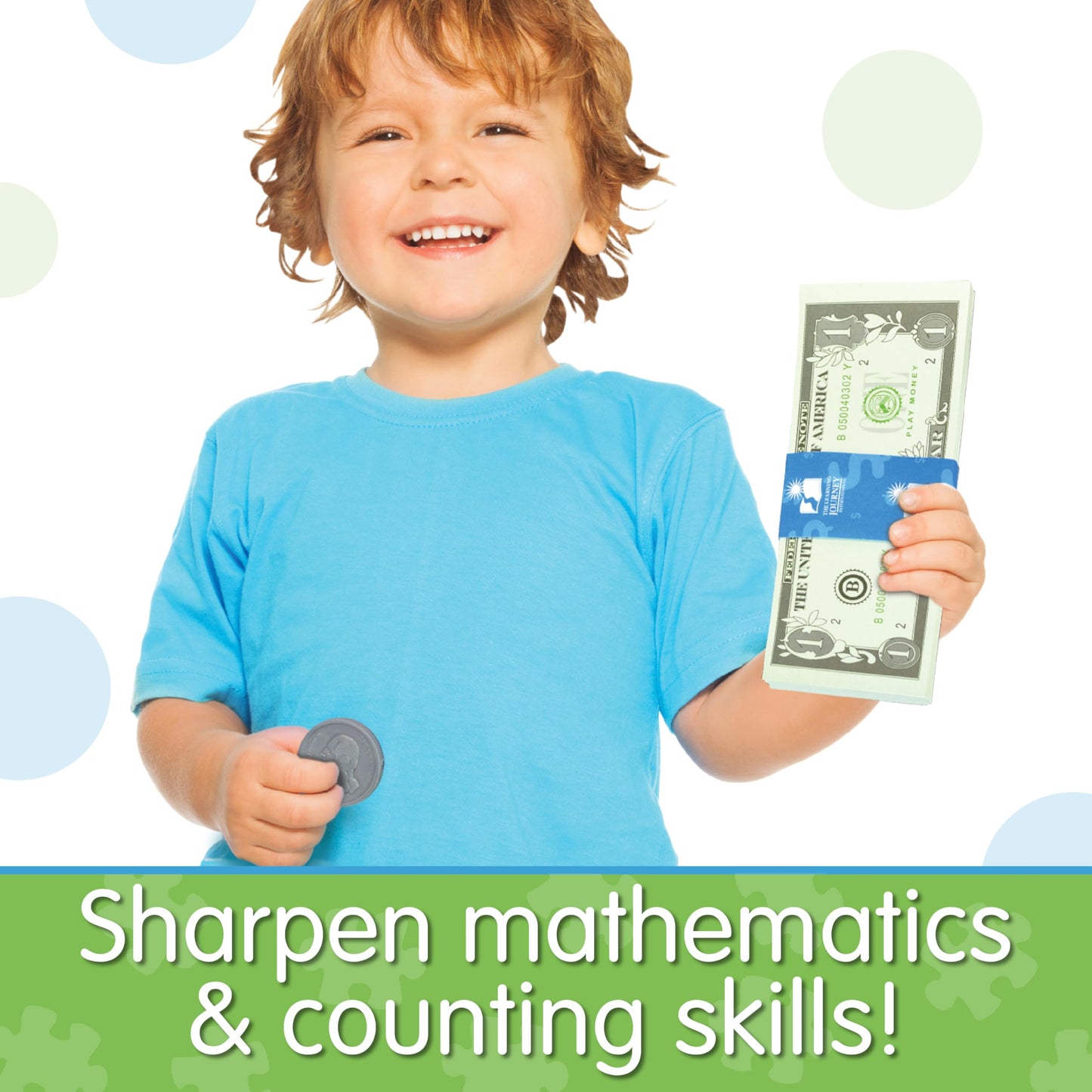 The Learning Journey: Kids Bank Play Money Set - Play Money for Kids - Over $5000 in Realistic Play Money to Build Kids Counting