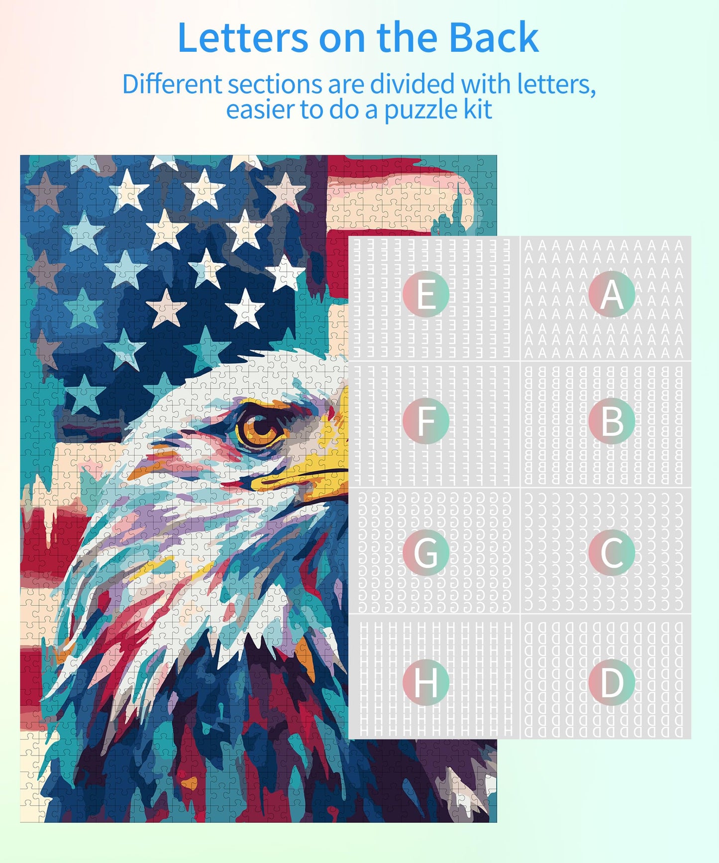 Petrala Jigsaw Puzzles 1000 Pieces For Adults Bald Eagle 1000 Piece Puzzle For Adults Fun American Flag Patriotic Jigsaw Puzzles For Adults Kit With Letters On Back, Fit Together Perfectly
