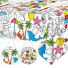 Qyeahkj Giant Summer Coloring Paper Tablecloth For Kids Huge Summer Beach World Posters Activity Large Color-In Poster Table Cov