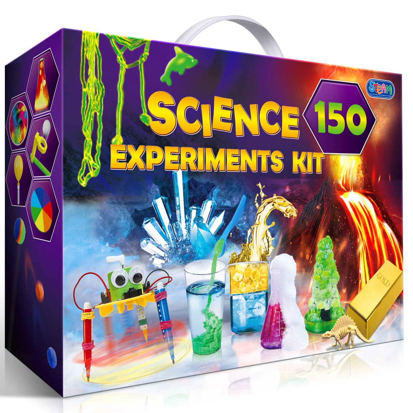 Unglinga 150 Experiments Science Kits For Kids, S.T.E.M Educational Project Toys For Boys Girls Birthday Gifts Ideas, Volcano, Chemistry Lab Tools Scientist Set