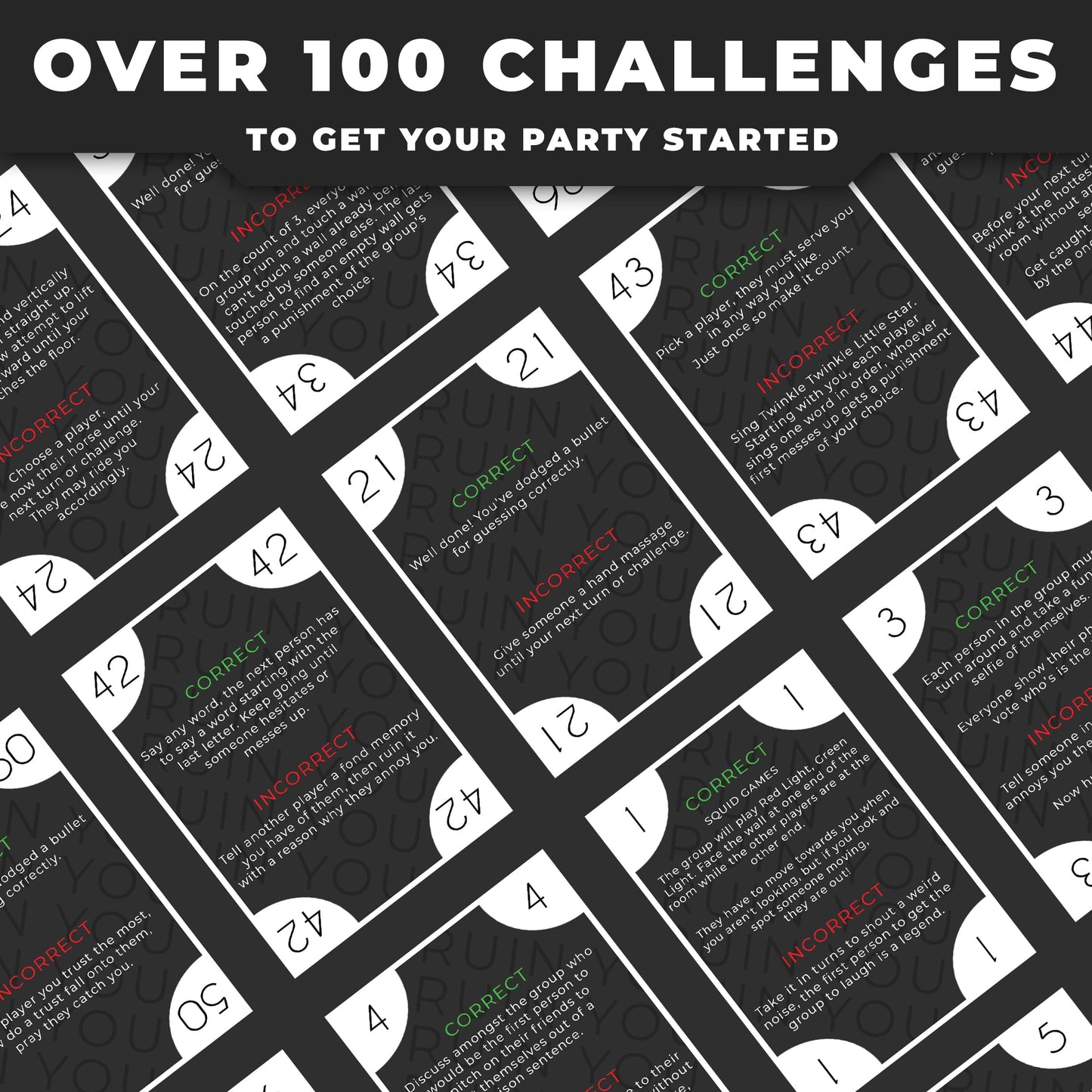 Hollew Card Game - This Game Will Ruin You Vol 1, 54 Cards, Cardstock, Dark Grey & Light Green, Ideal for Adults & Bachelorette Parties
