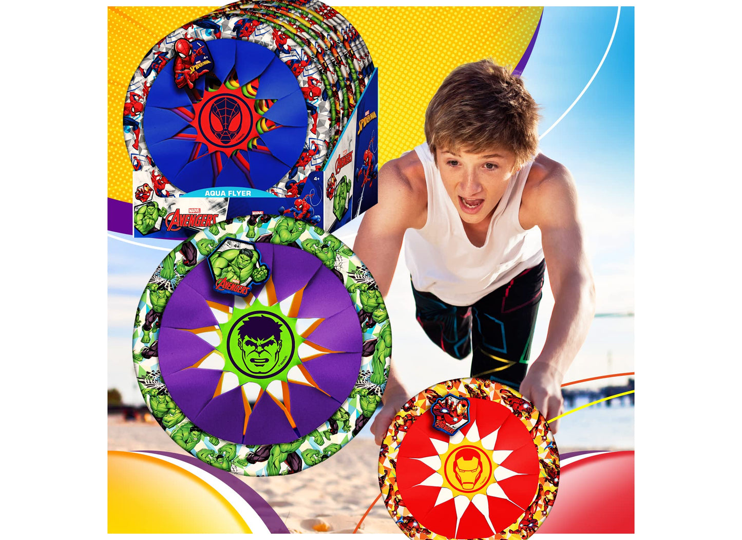 JA-RU Marvel Soft & Safe Frisbee tossing Disc 12 (1 Spiderman Disc) Spiderman Hulk & Iron Man Flying Discs for Kids Boy Toys. Fidget Beach Pool Outdoor Outside Toys Family Game A-6827-1