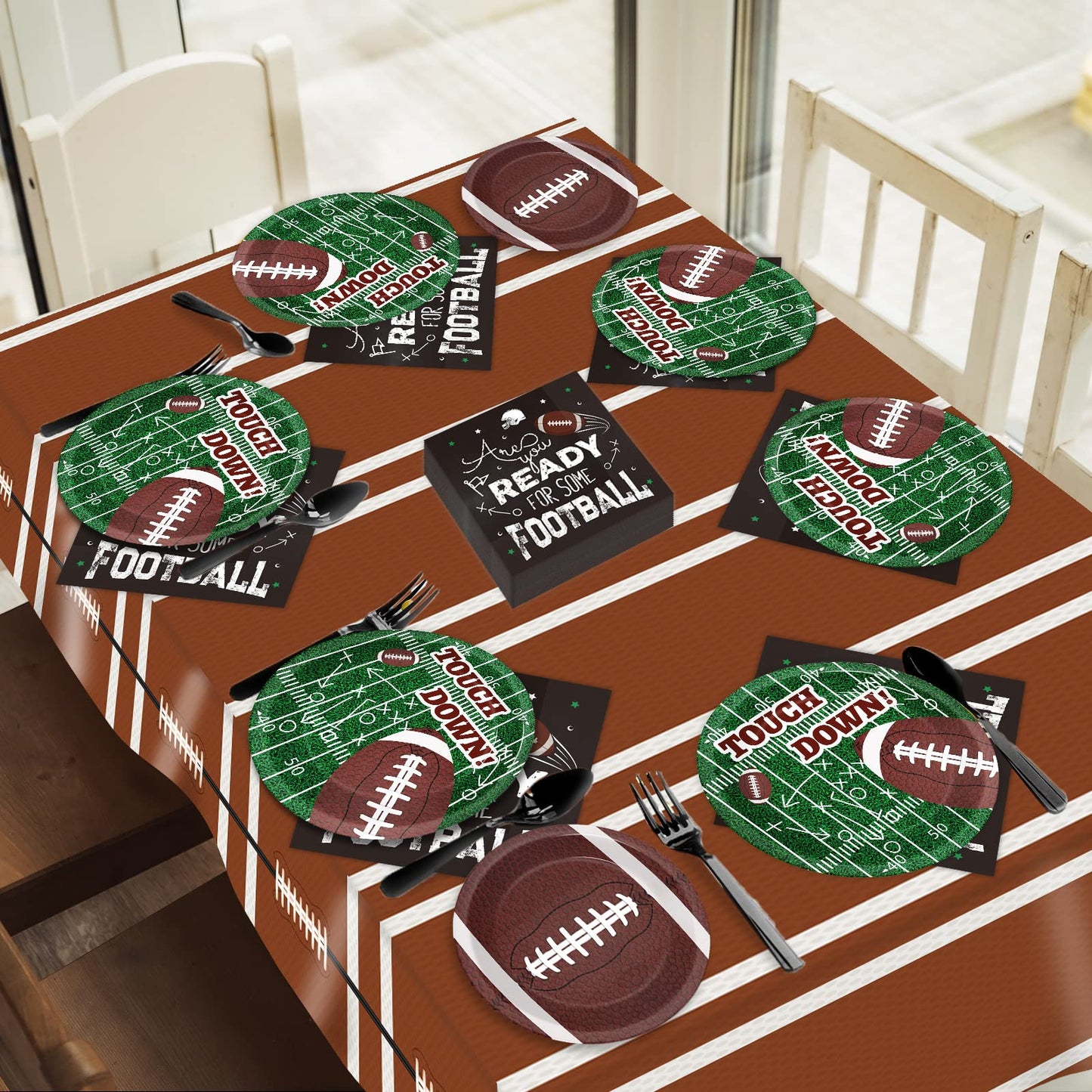 98 Pieces Football Birthday Party Supplies For 24 Guests Football Party Tableware Sets Touchdown Football Game Day Birthday Party Tablecloths For Party Decorations Table Cover Dinnerware Party Favors