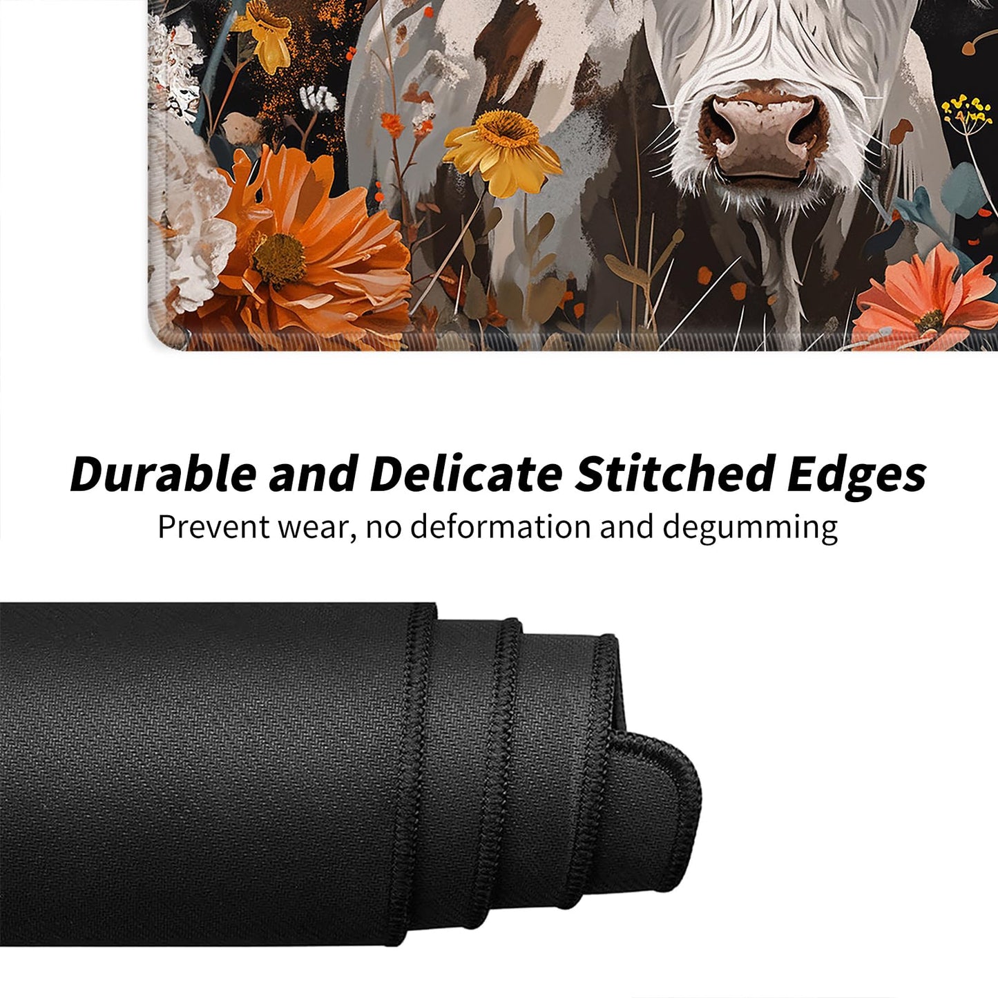 Cow And Flower For Mtg & Tcg Playmat Mouse Pad,Bfdhgqzc 24'' X 14'' Game Mat For Mtg/Rpg/Ccg Trading Card Game Playmats Table Ma