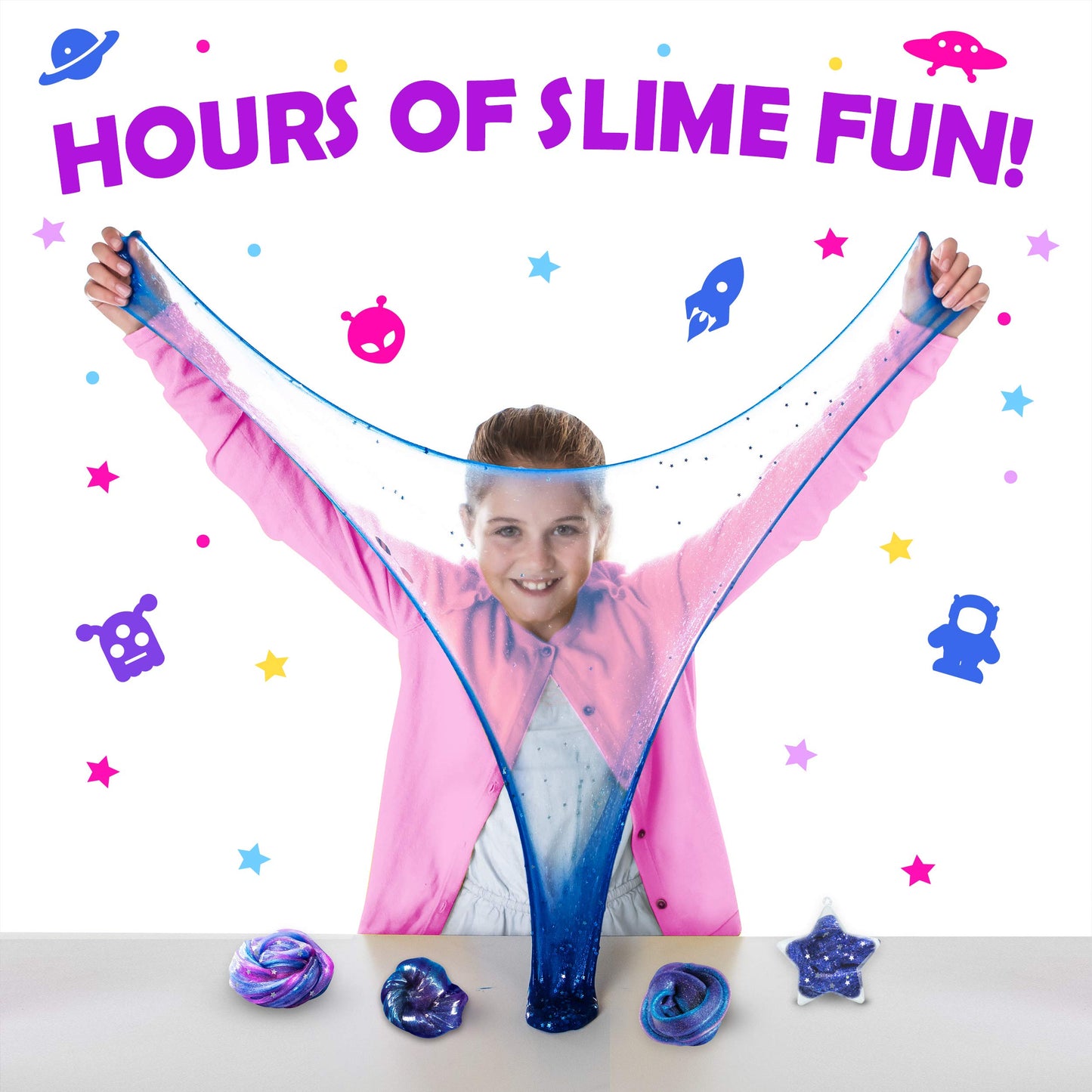 Original Stationery 22-Pieces Mini Galaxy Slime Kit, Make Your Own Galactic Slime With Glitter And Glow In The Dark Powder, Crea