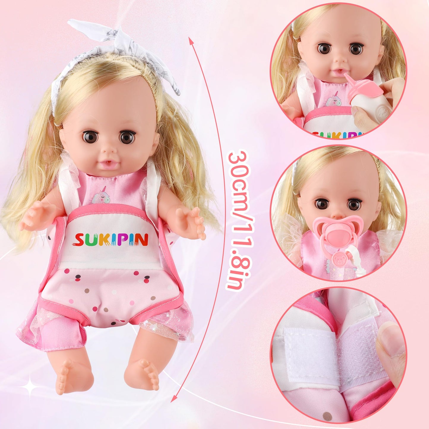 Sukipin Baby Doll Playsets For Girls, Baby Doll With Accessories Set For Girls 3-5, Baby Doll Set For 3 4 5 Year Old Girls Gifts