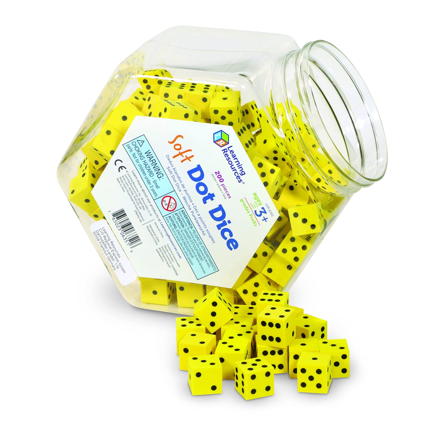 Learning Resources Hands-On Soft Dot Dice Bucket, Set Of 200, Ages 3+, Classroom Or Homeschool Supplies, Back To School Supplies