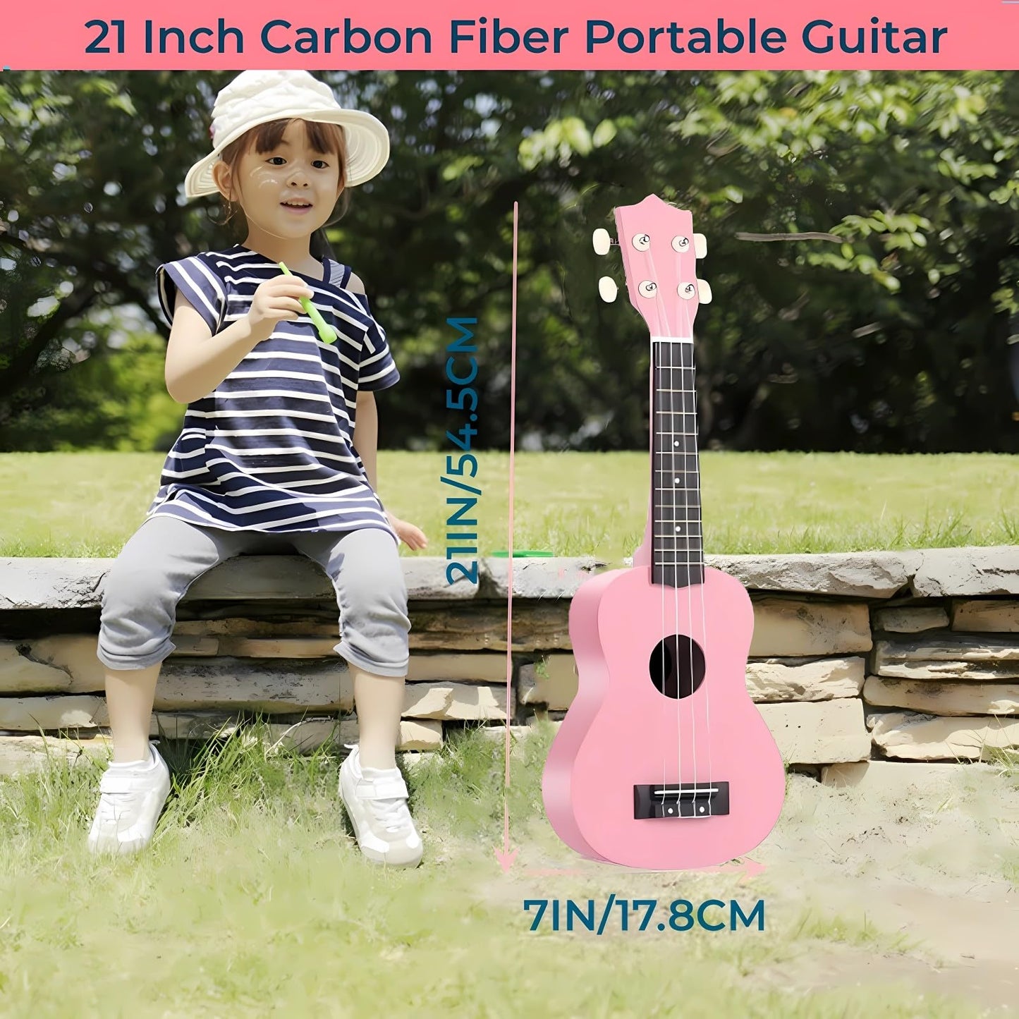 Kids Guitar Acoustic, Jakeloo 21 Inch Carbon Fibre Ukulele Toddler Acoustic Guitar Toy Guitar Child Guitar Musical Toy Kids Inst