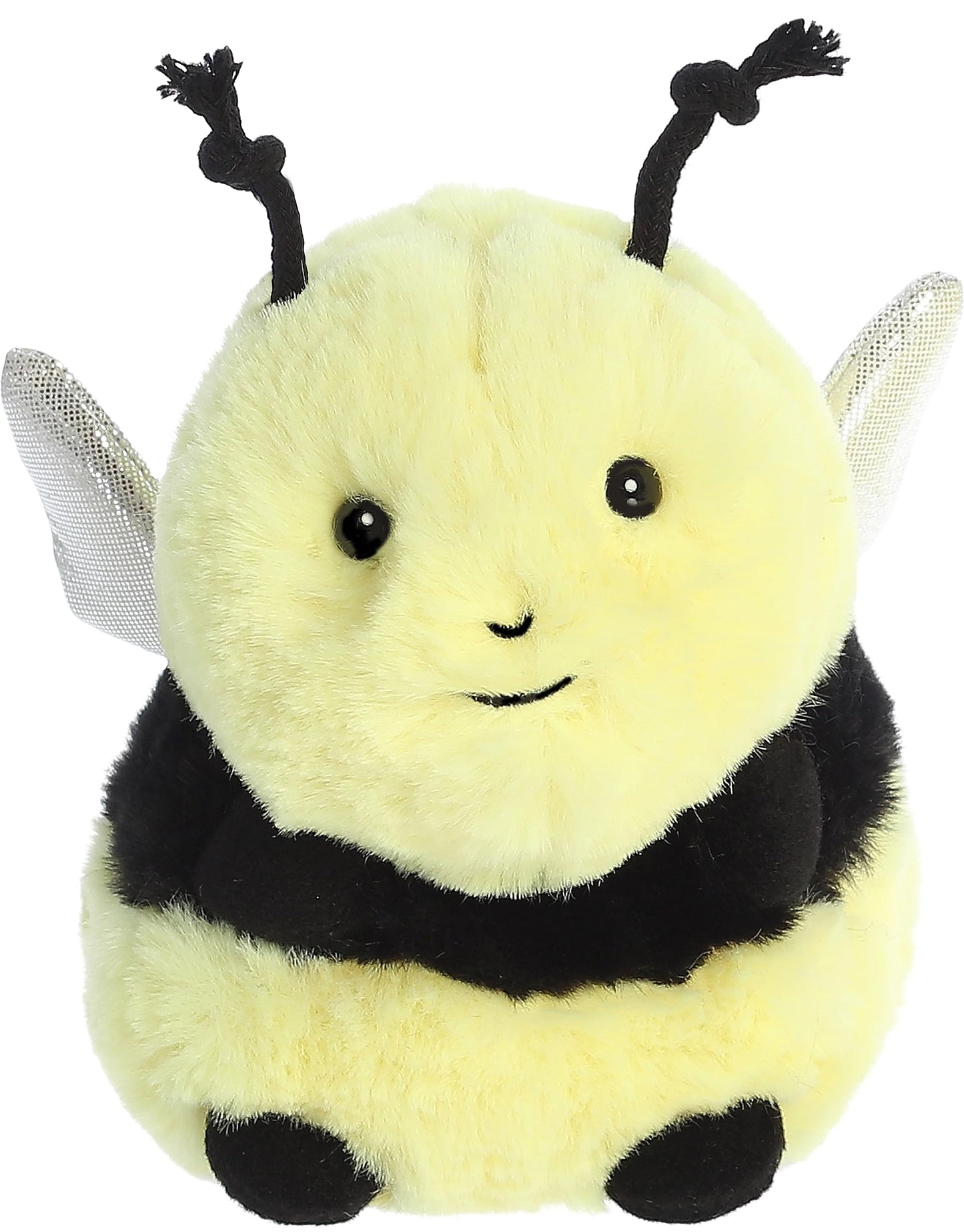 Aurora® Round Rolly Pet™ Bee Happy™ Stuffed Animal - Adorable Companions - On-The-Go Fun - Yellow 5 Inches