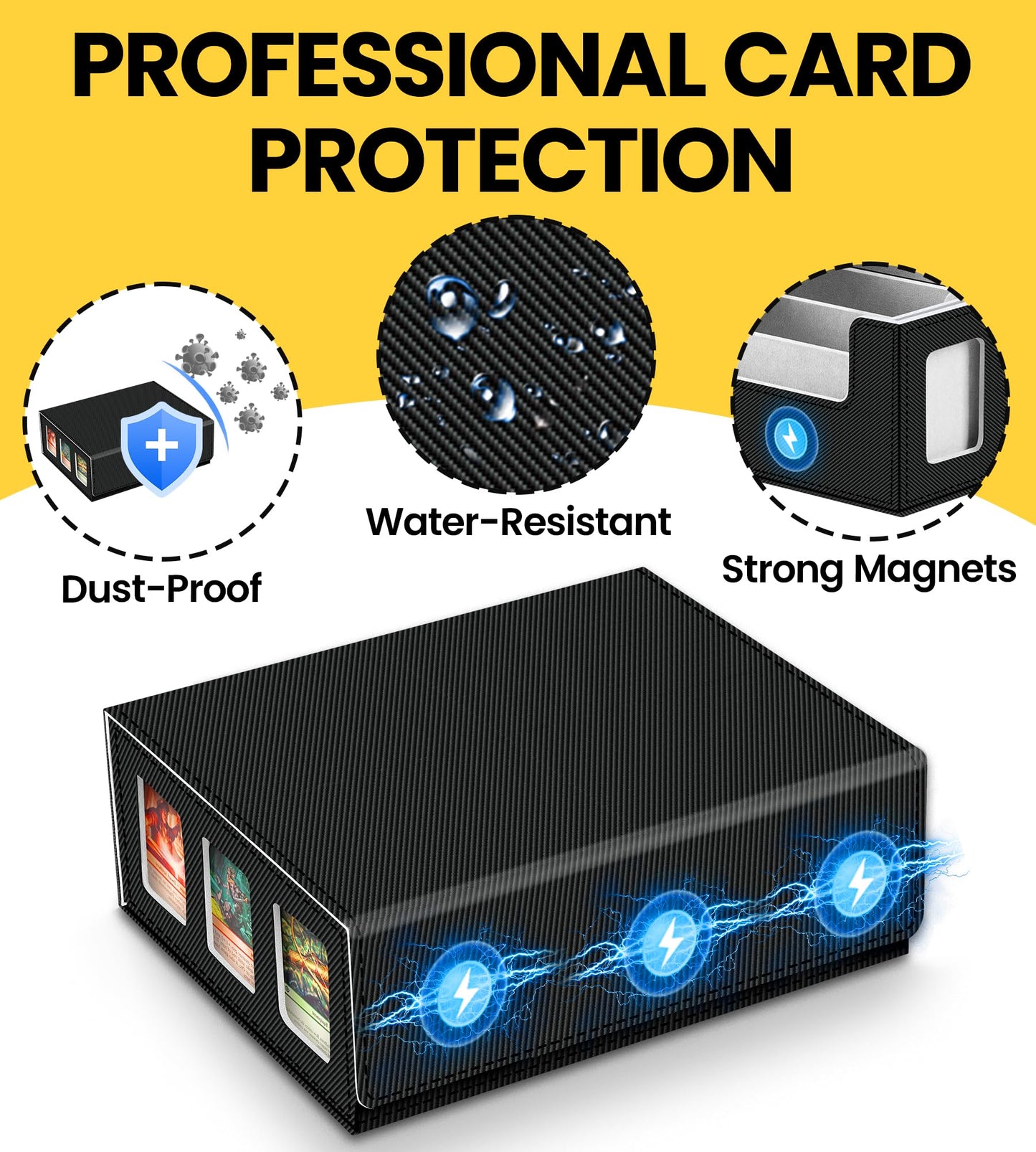 Newloop 6-Window Display Trading Cards Storage Box 2400+ Tcg Commander Deck Case With 6 Card Holders For Magic The Gathering Ptc
