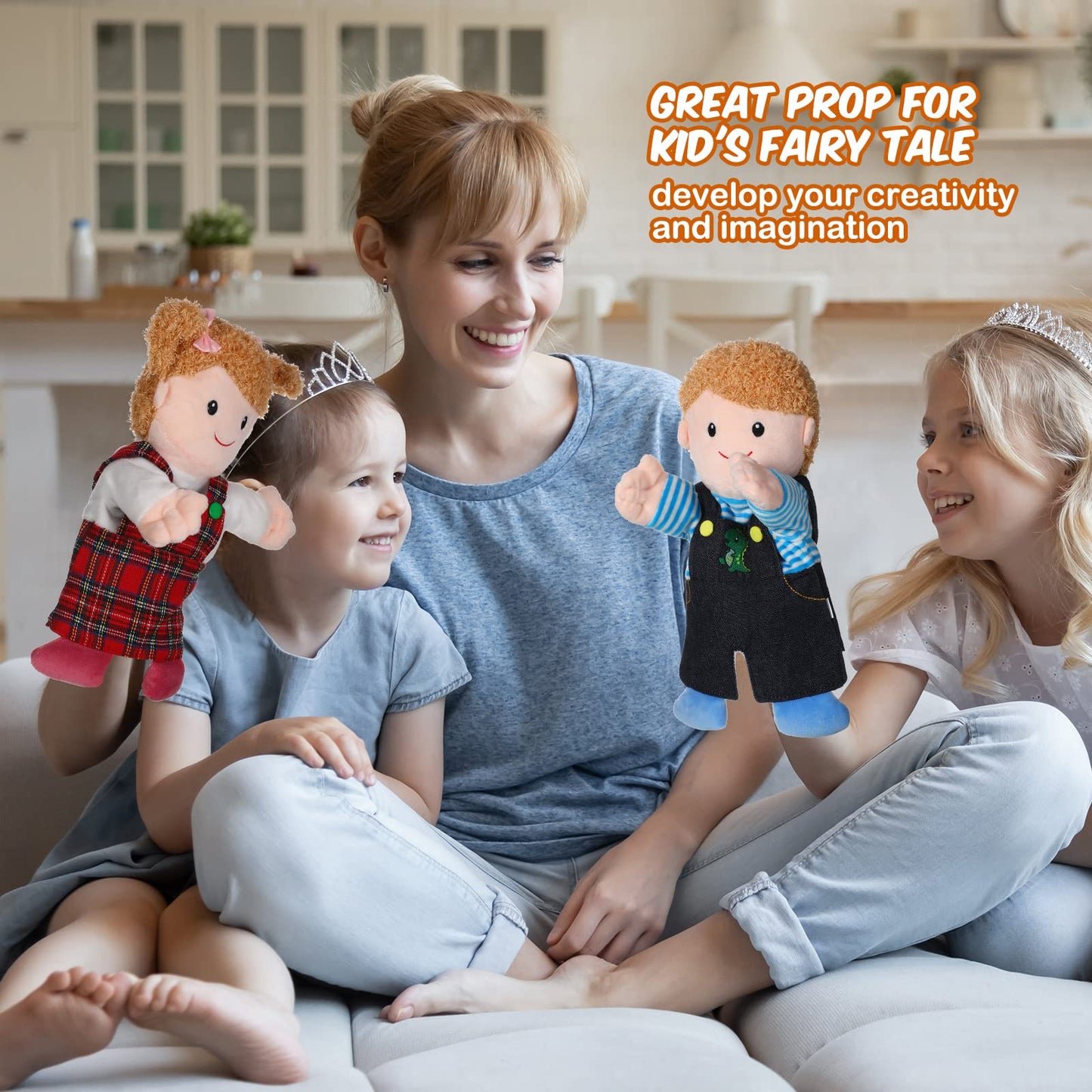 6 Pieces Hand Puppet Set 11.8 Inch Family Members Puppets Soft Plush Hand Puppets Mother, Father, Son, Daughter And Grandparents For Storytelling, Teaching, Preschool, Role Play (Basic Style)