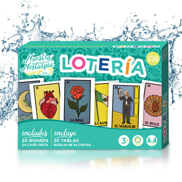 Waterproof 20 Player Loteria | 12 Inch By 8 Inch Boards | Shuffleable Card Deck | No Stereotypical Characters | Extendable Up To