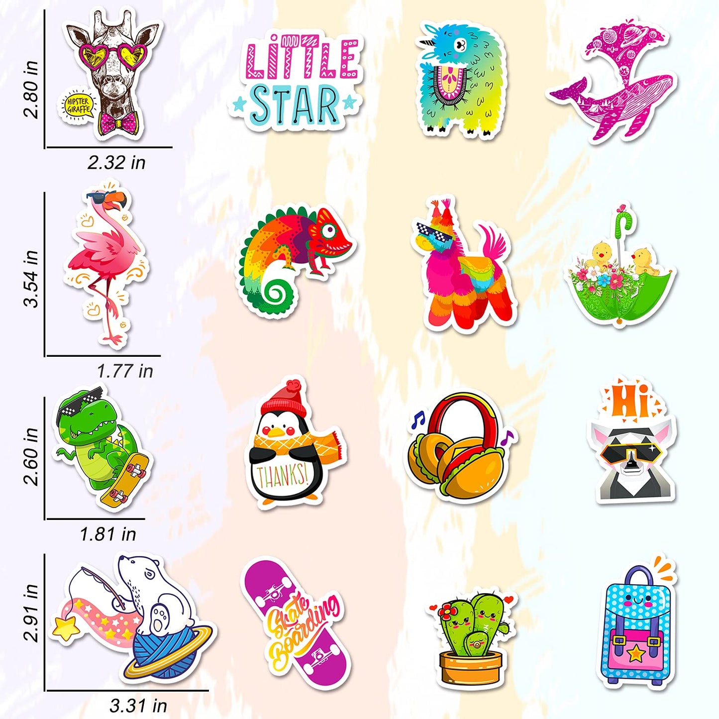 300 PCS Water Bottle Stickers, Cute Stickers for Hydroflasks VSCO Sticker Packs Cute Vinyl Waterproof Stickers for Water Bottles
