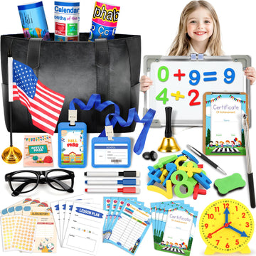 Loscola Pretend Play School Set For Kids Girls 4-12, Kids Teacher Play Sets For Girls, Teacher Supplies Toys With Teacher Bag, W