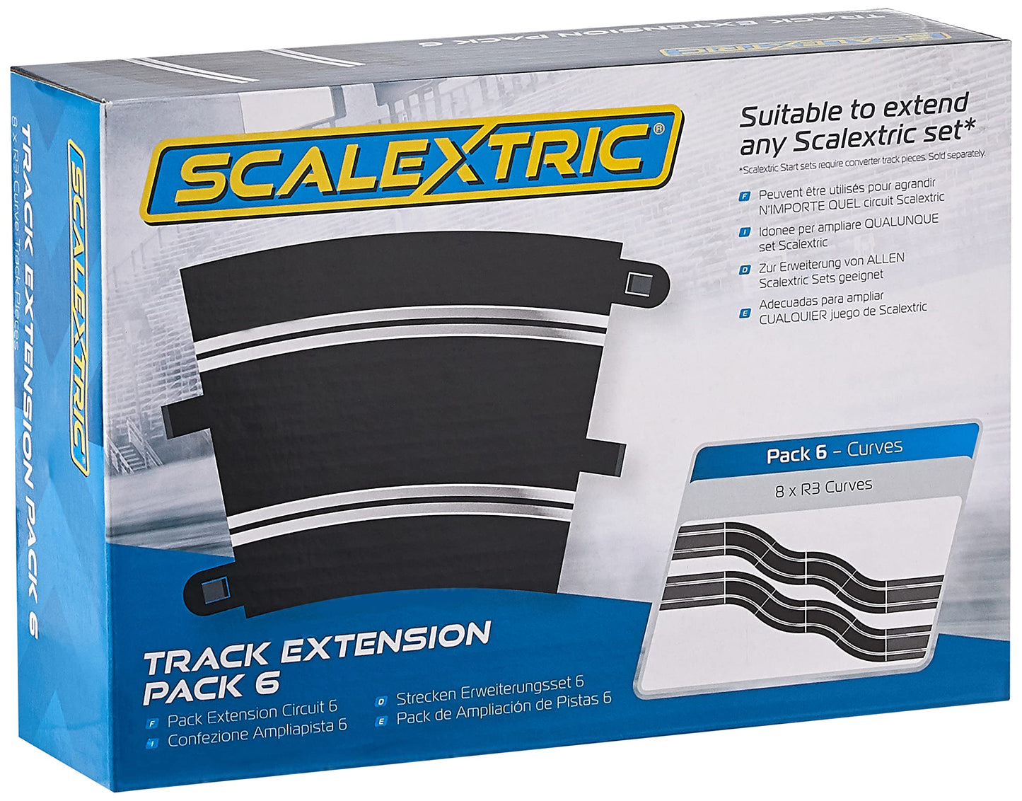 Scalextric Extension Pack 6 1:32 Scale Radius 3 Curves X 8 C8555 Slot Car Track