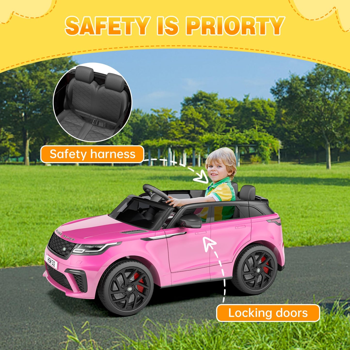 Garvee Kids Electric Car With Remote Control, Licensed Land Rover Ride On Truck Toy For Ages 37 Months+ W/Parent Remote, Rocking