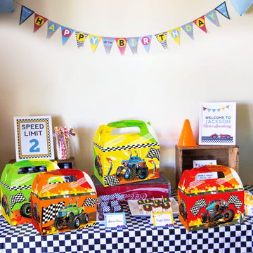 Roaring Good Time 12 PCS Monster Trucks Party Favor Boxes Monster Trucks Party Supplies Monster Trucks Party Favors Monster Truc