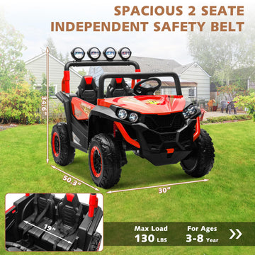 Alinux 24V 2 Seater Ride On Car For Kids, 4Wd Electric Cars Vehicles For Kids 3-8 Years With Remote Control, Bright Led Light, B