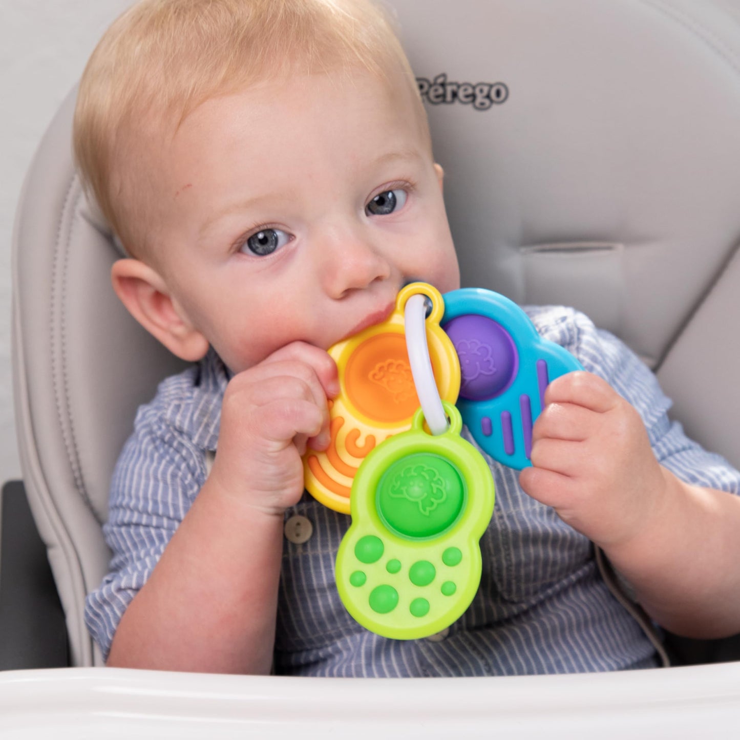Fat Brain Toys Dimpl Clutch, Popping Sensory Take-Along Baby Toy & Teether For Babies 0 Months+, Fidget Toy