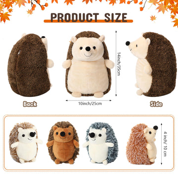 Hiboom 5 Pcs Hedgehog Stuffed Animal, 14 Inch Large Mommy Hedgehog Stuffed Plush Toys With 4 Plush Baby Hedgehogs Soft Cuddly Pl