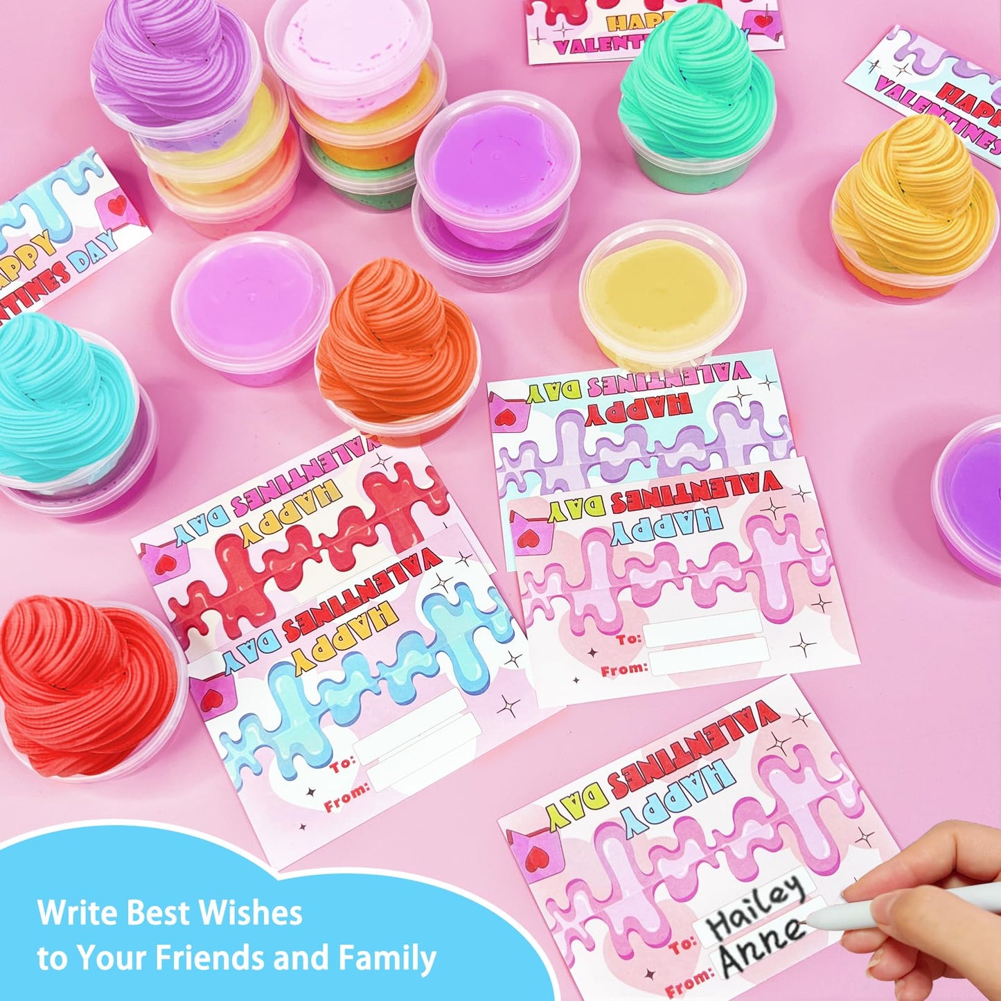 Amenon 28 Pack Butter Slime Kit Putty Colorful Stress Relief Toy For Kids Classroom Exchange Gifts School Games Prizes Party Favor Boys Girls Valentine Gifts For Kids With 28 Cards Valentines Toy