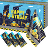 Tatuo Construction Happy Birthday Tablecloth Dump Truck Birthday Table Covers Tractor Plastic Printed Tablecloth Construction Th