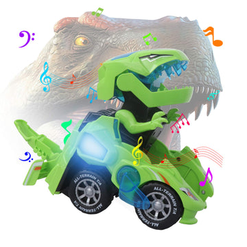 huwairen Toys for 3-6 Year Old Boys Transforming Car Toys with LED Light and Music Dinosaur Toy Birthday Gifts for 4 5 6 7 Year