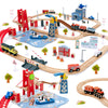 Giant Bean 117 Pcs Busy Port City Train Set For Kids- Expandable & Changeable Wooden Train Track Set Toddler Toy, For Boys & Girls Ages 3+