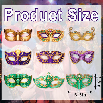 9 Pack Mardi Gras Paper Masks Carnival Parade Face Masks Diamonds Cardboard Masks For Mardi Gras Costume Dress Up Accessories Ma