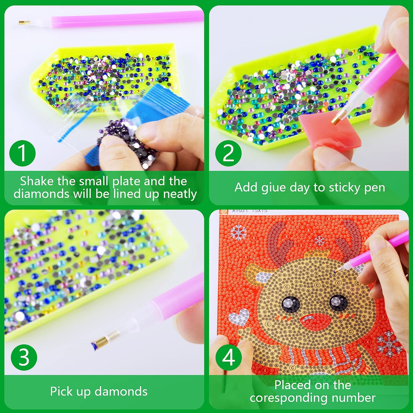 Yohuu 5D Diamond Art Kit For Kids 7.1''X7.1'' With Wooden Frame Arts And Crafts For Kids Ages 6-8-10-12 Easy To Diy Mosaic Gem D