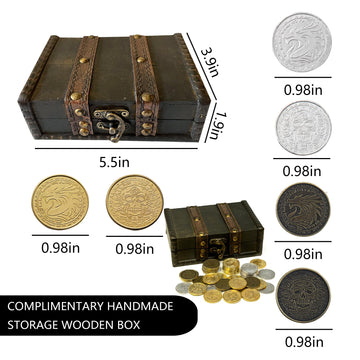 Actiondrake Metal Pirate Coins, 40 Pieces Lots Of Toy Gold Coins For Tabletop Gaming, Roleplaying, Dnd Props Accessories, Treasu