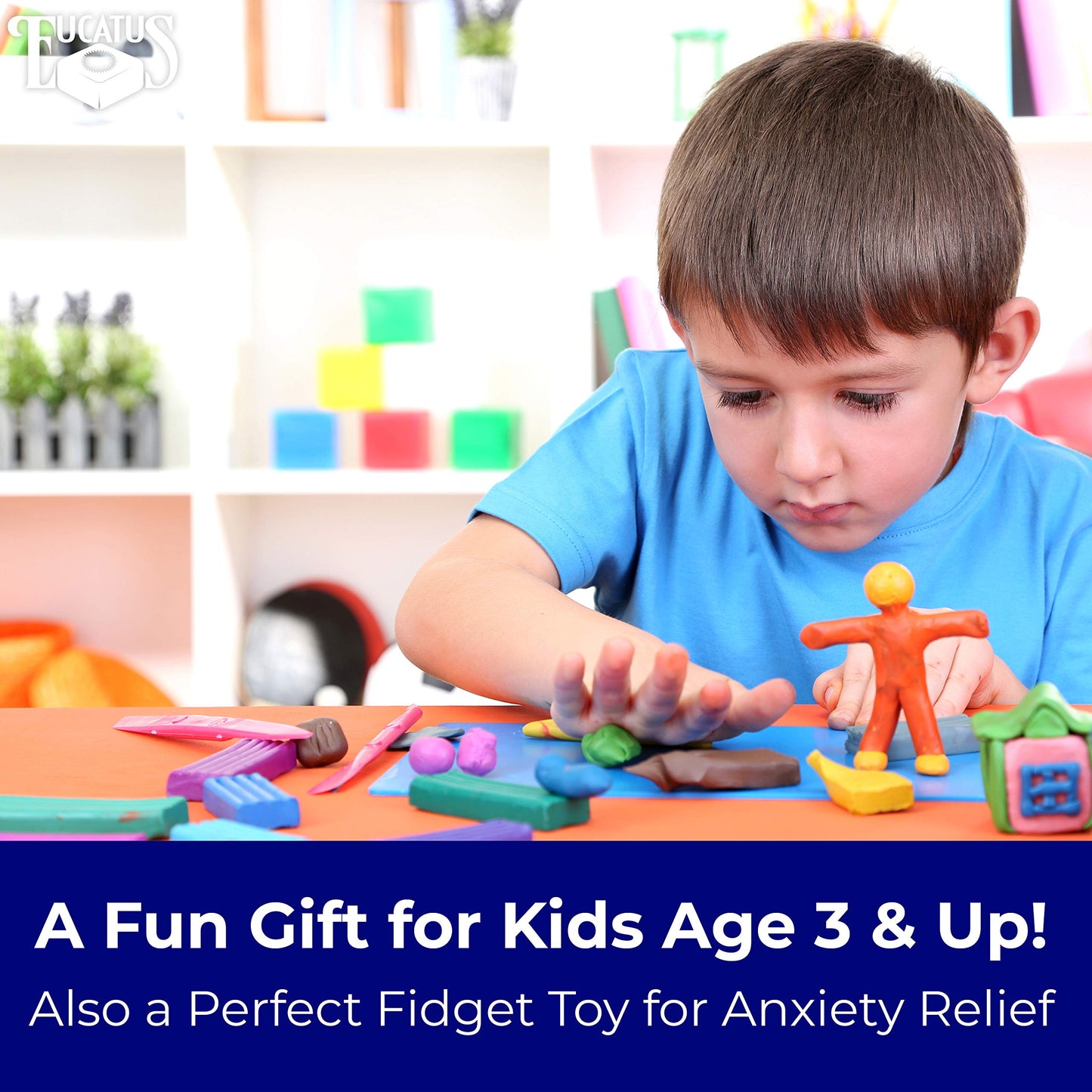 Extra Soft, Endlessly Reusable Kids Modeling Clay 10 Pk. Non Toxic, Rainbow Color Play Dough Blocks for Creative Fun For Child A