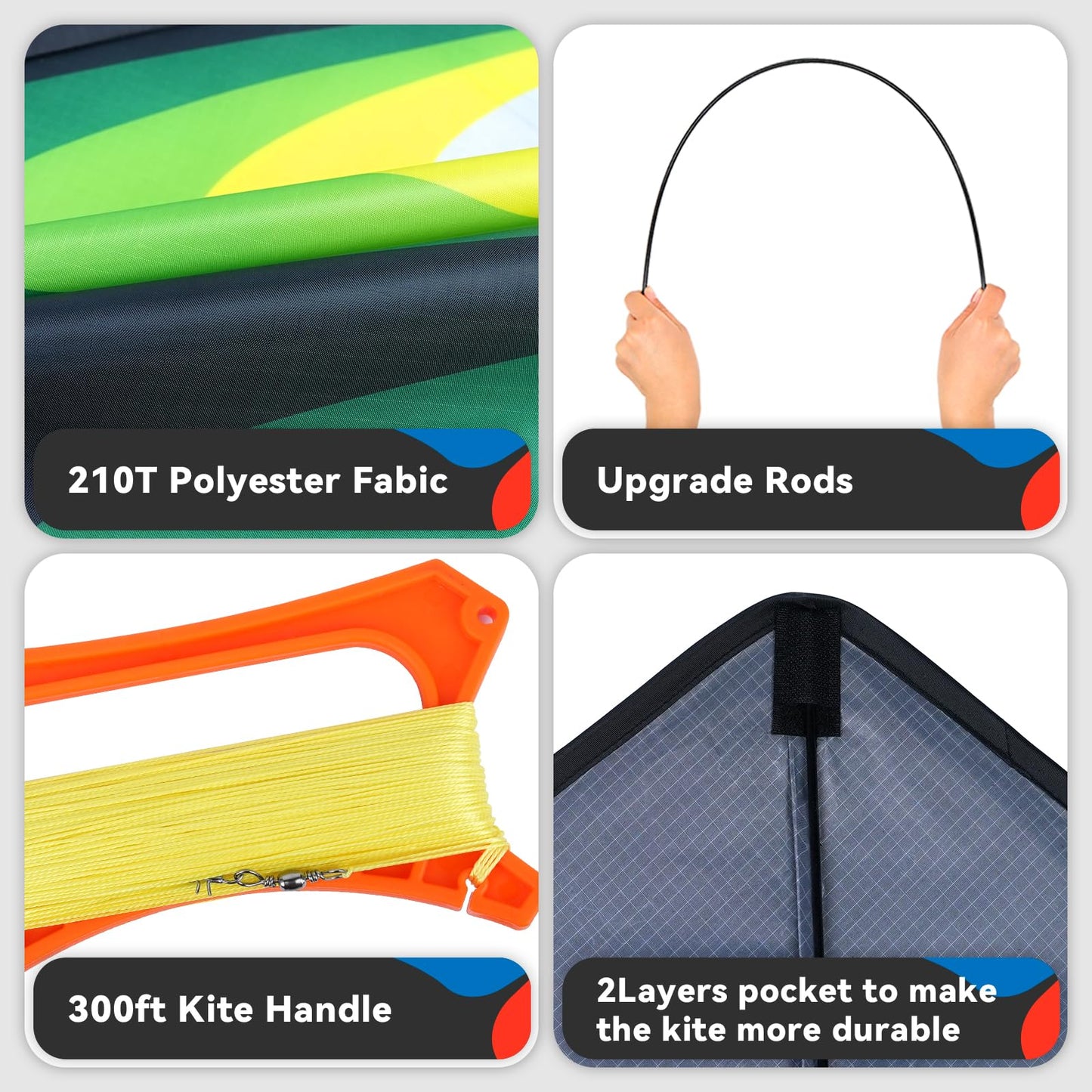 Sgftre Green Huge Delta Kite Easy To Fly,Single Line String With Tail For Beach Flying Kites For Kids And Adults Kites Outdoor T