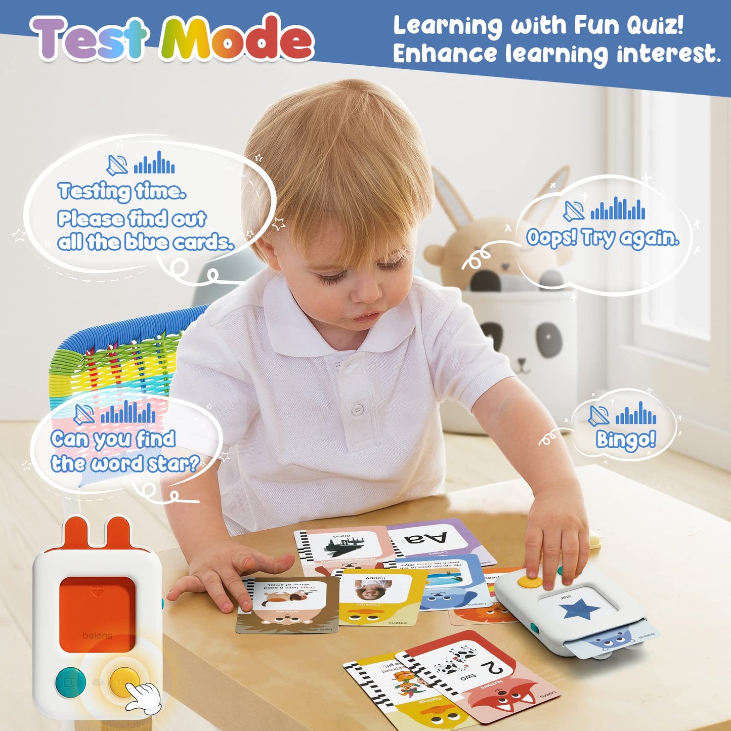 beiens Toddler Talking Flash Cards - 240 Sight Words, Speech Therapy, Educational, Model ZN37, for Ages 2-6, Paper Material
