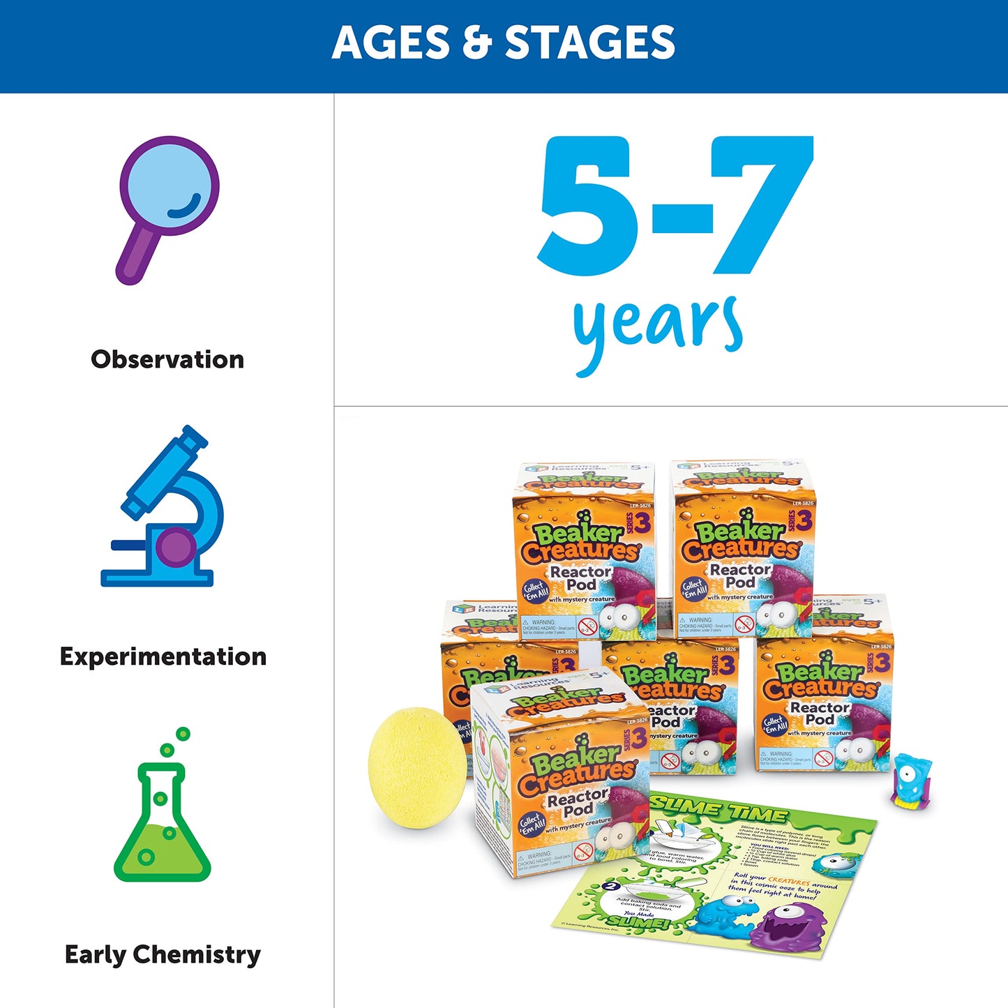 Learning Resources Beaker Creatures 6-Pack Pods - Multi-color STEM Toys for Kids, Ages 5+, Model LER3831