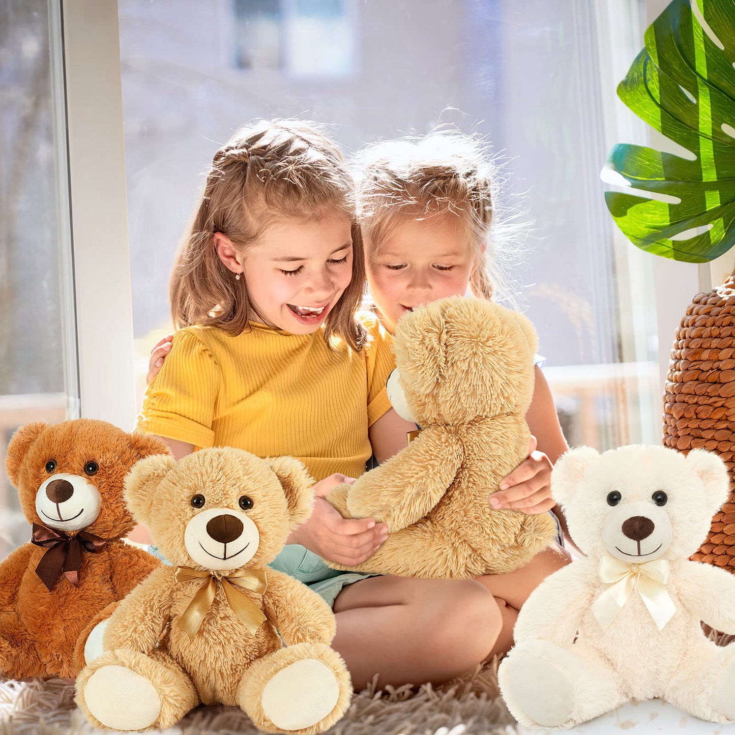 Morismos 14 Packs Bulk Teddy Bears, Small Teddy Bear Bulk Plush, Stuffed Bears Bundle For Girls Centerpiece Baby Shower 14In